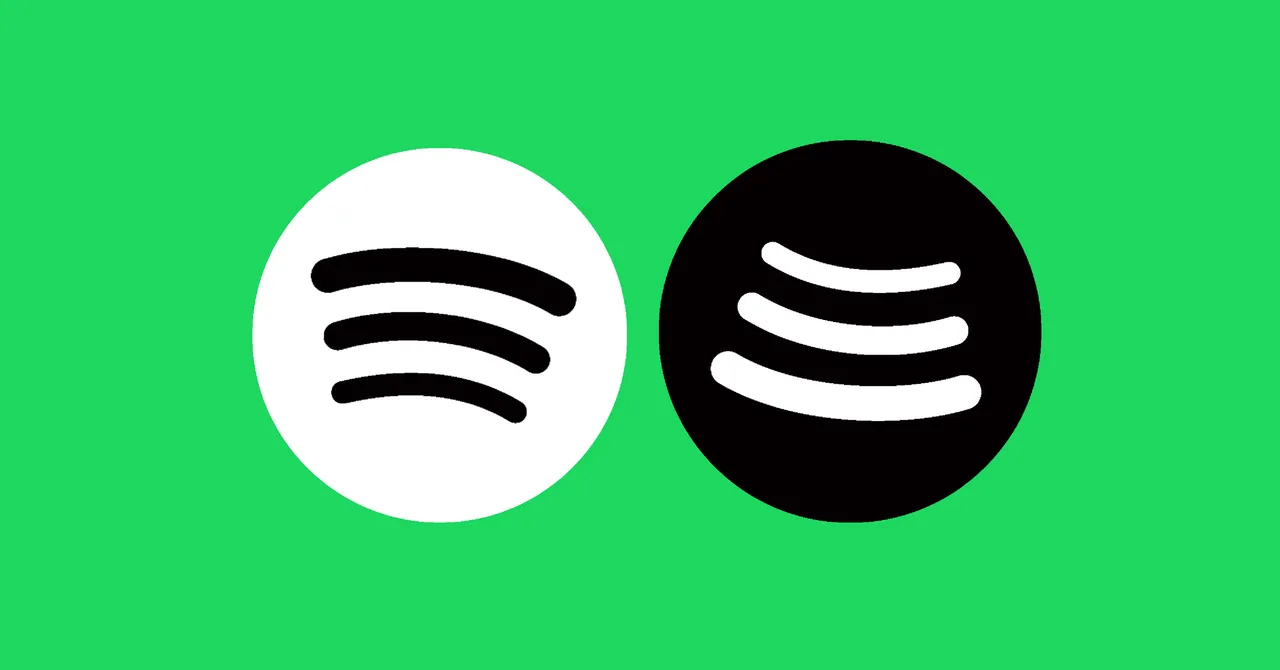 Two Spotify logos, one white and one black, on a bright green field.
