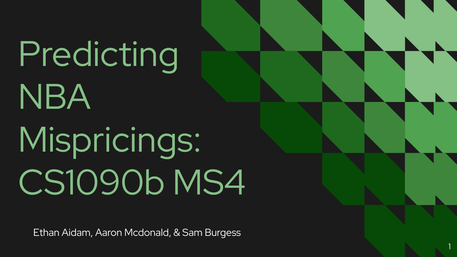 Predicting NBA Mispricings: CS 1090B Final Presentation, slide 1 of 14